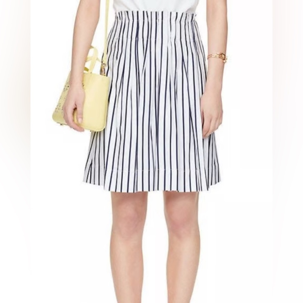 KATE SPADE NY Broome Street Striped Skirt Size 2 Blue White Pockets Pleated